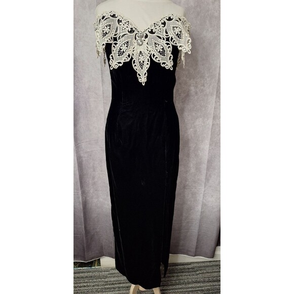 VINTAGE 90s Gunne Sax Jessica McClintock Velvet Maxi Dress Sz 9/10 Regency READ - Picture 1 of 12